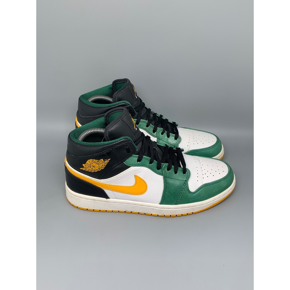 Jordan 1 Mid Sonics Green Yellow Basketball Shoes 554724-307 Men's Sz 9